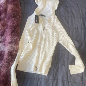 Motel Rocks Cream Colored Zip Up Sweater